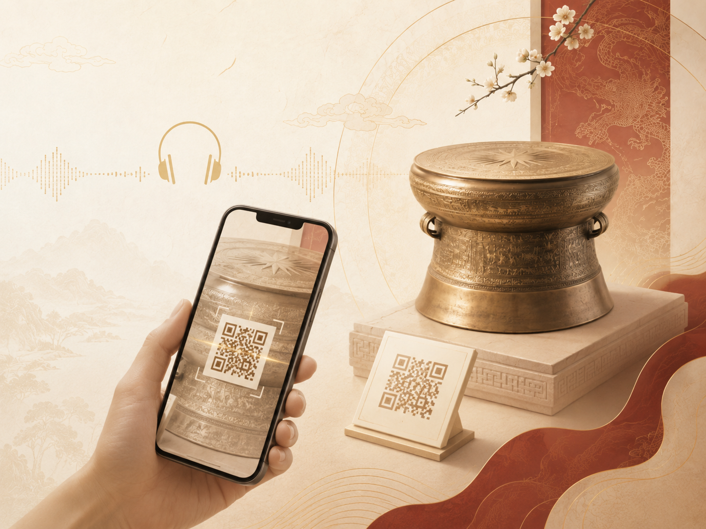 Minh họa quét QR để nghe Audio Guide